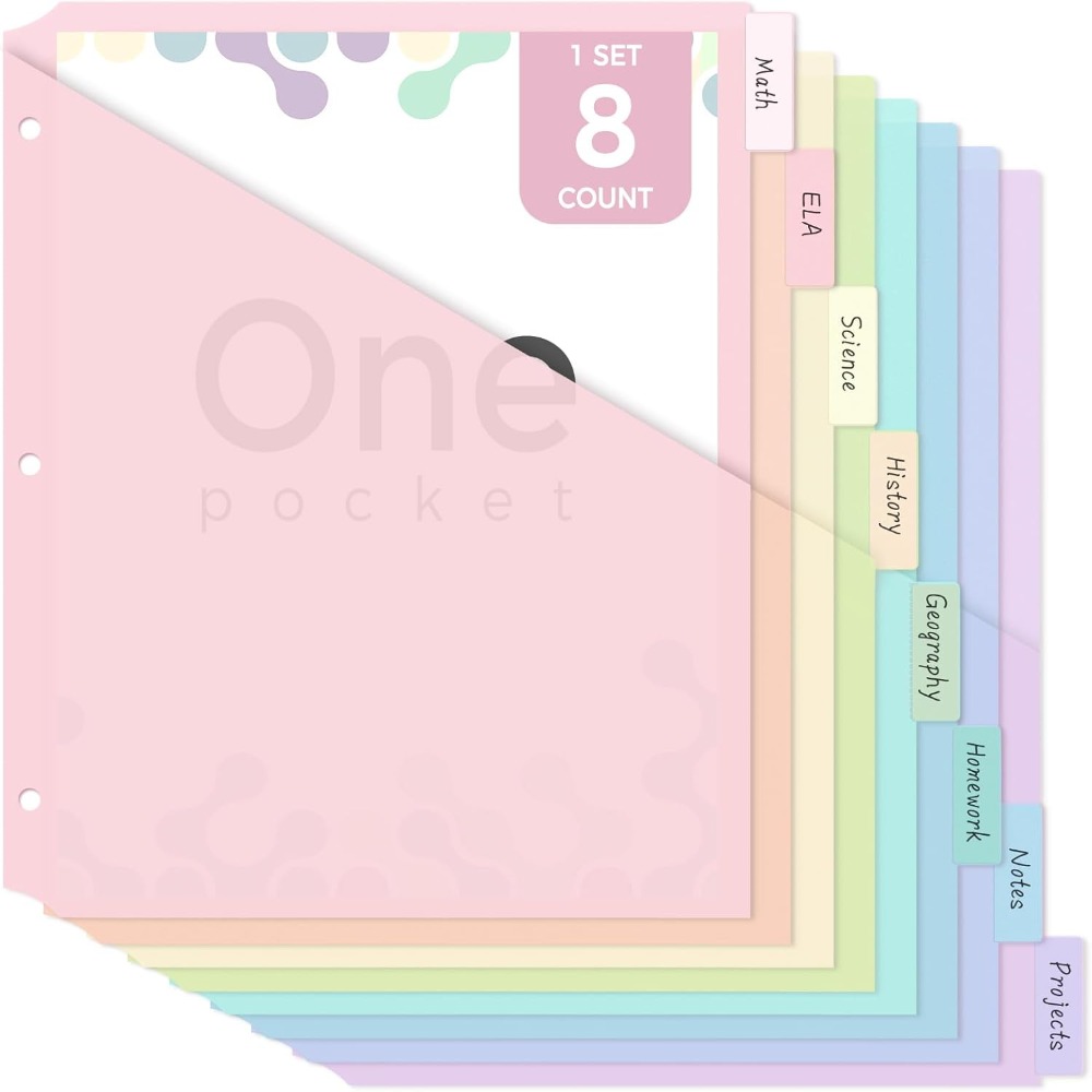 8 pcs A4 Pastel Binder Divider - Tab Divider A4 recension och pris